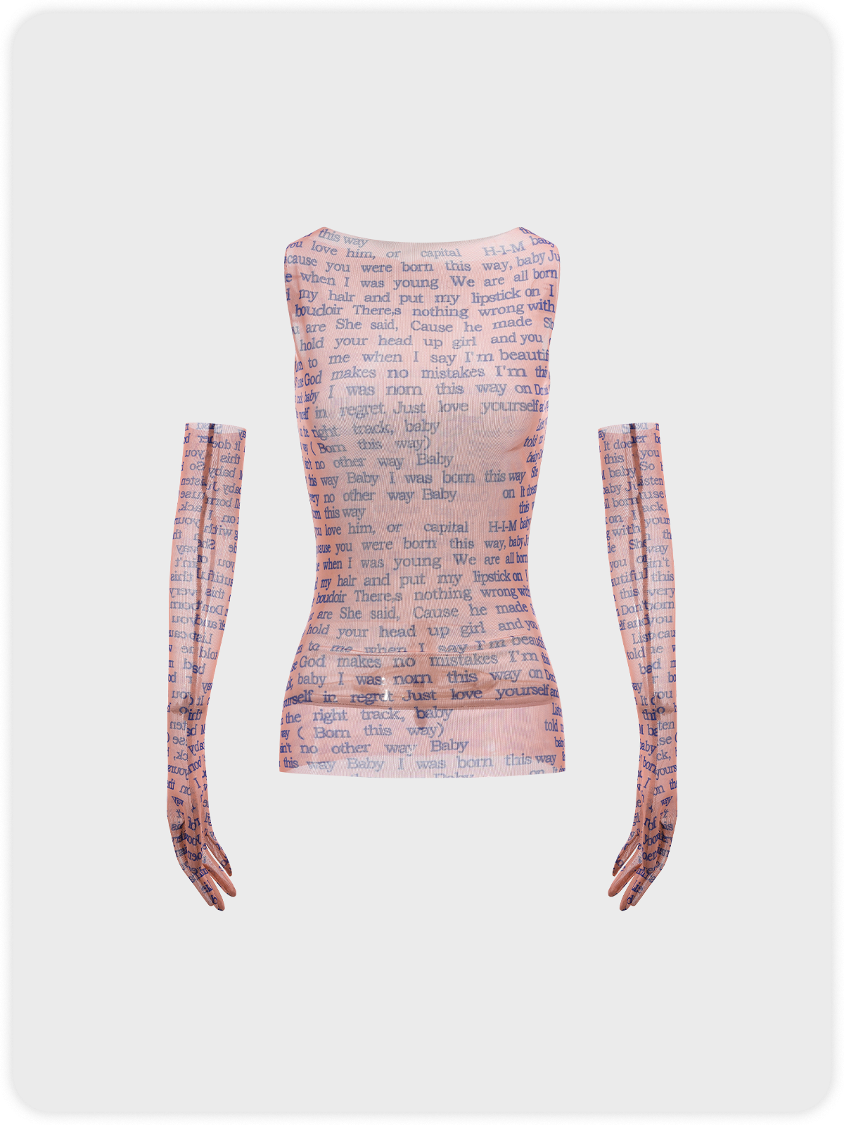 Y2K Khaki Mesh Letter Arm Sleeves Party Top Women Top