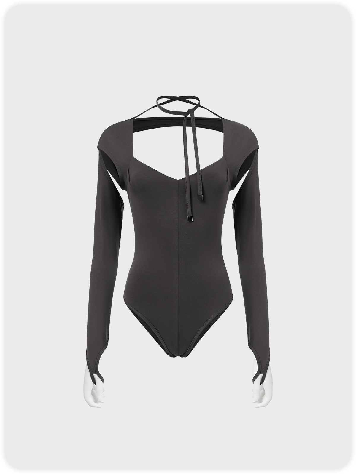 【Final Sale】Edgy Gray Cut Out Raw Edge Bodysuit