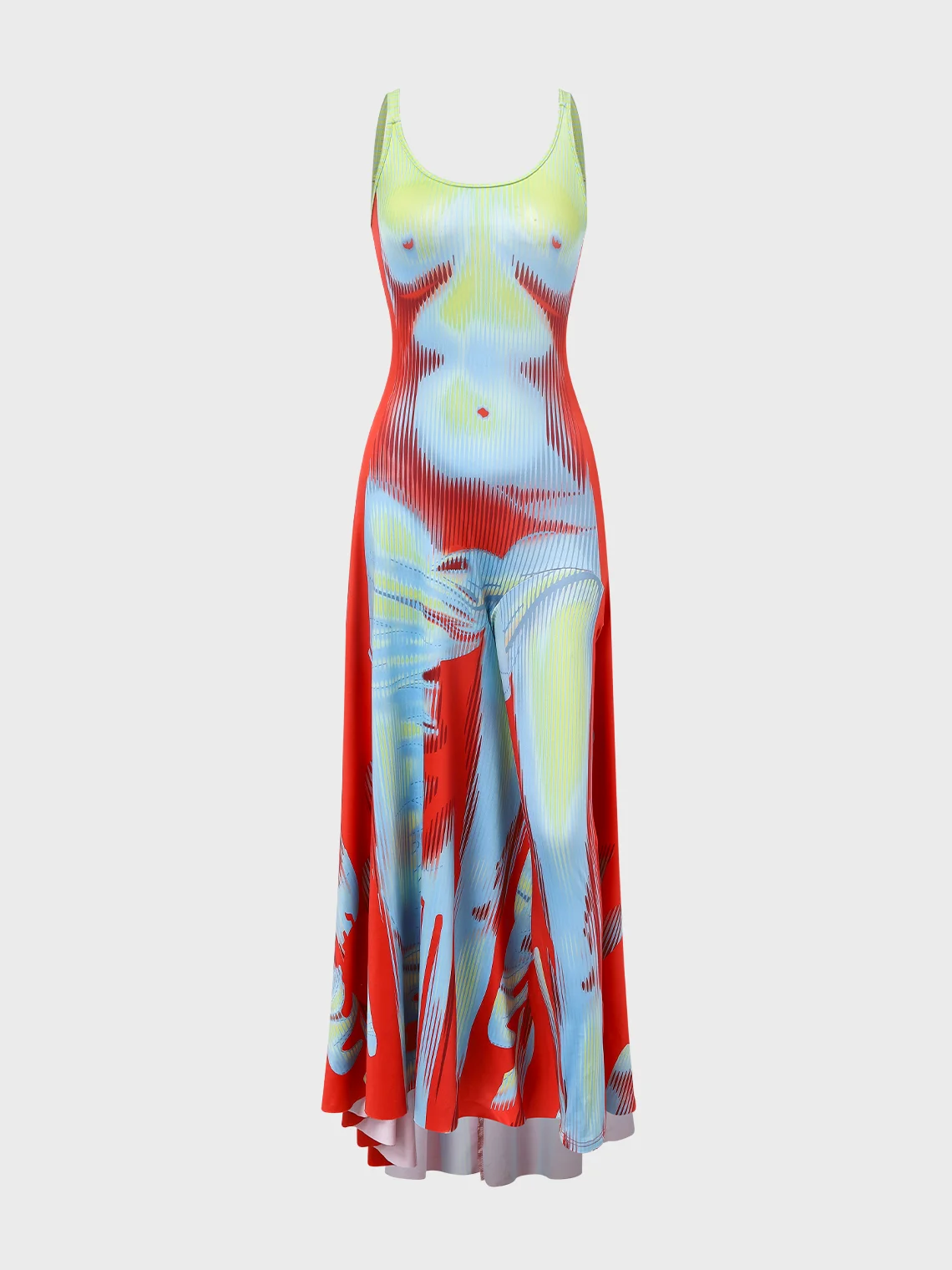 【Final Sale】Edgy Green Thermal body print Dress Midi Dress