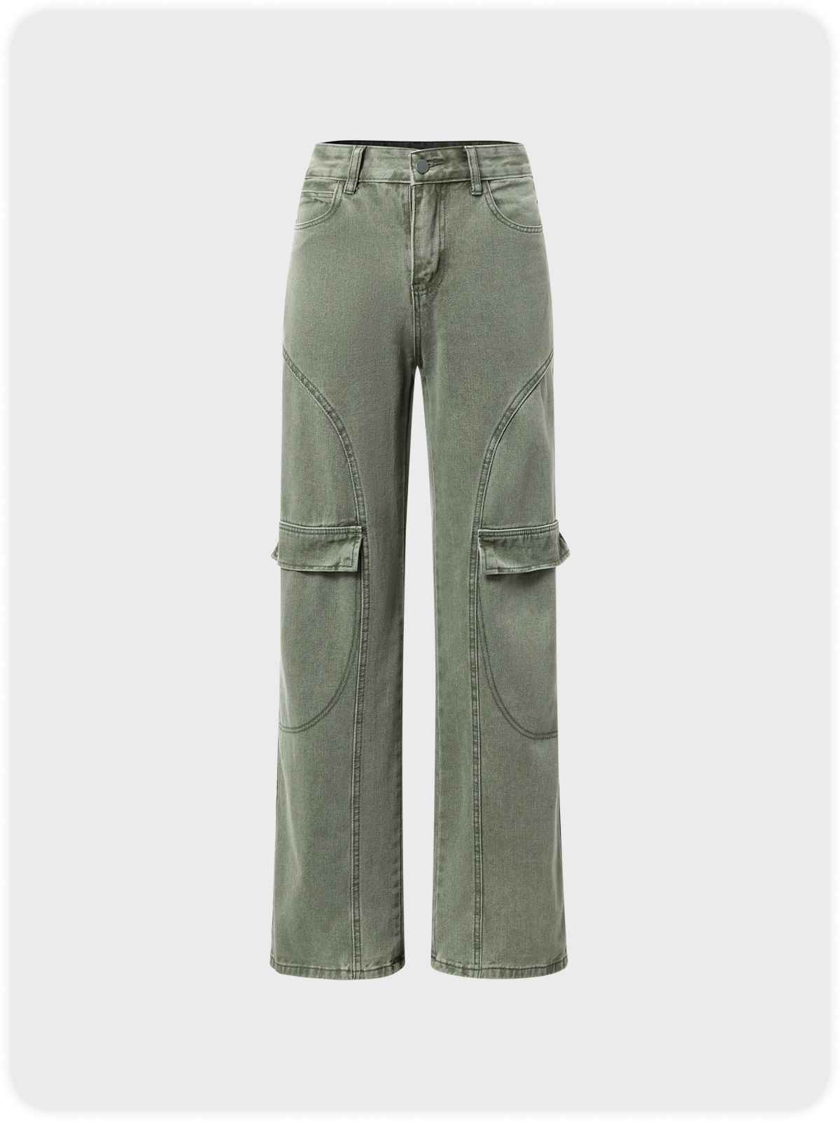 Street Green Pockets Bottom Pants