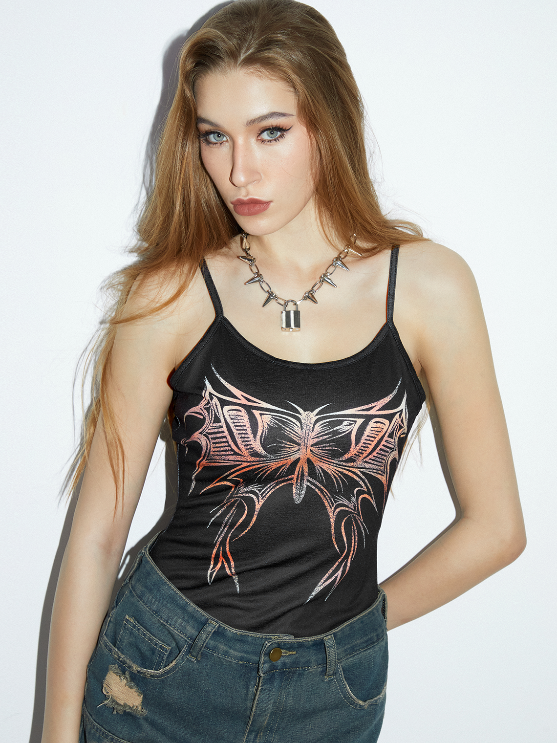 【Final Sale】Y2K Black Butterfly Painting Top Tank Top & Cami