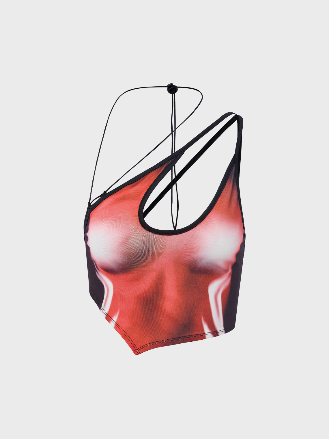 【Final Sale】Edgy Red Body print Asymmetrical design Cut out Top Tank Top & Cami