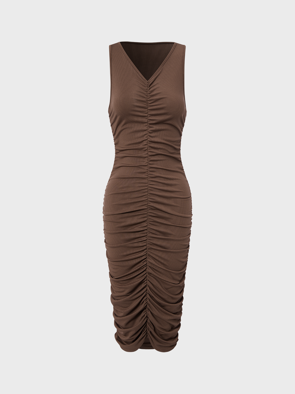 【Final Sale】Street Brown Wrinkled Dress Midi Dress