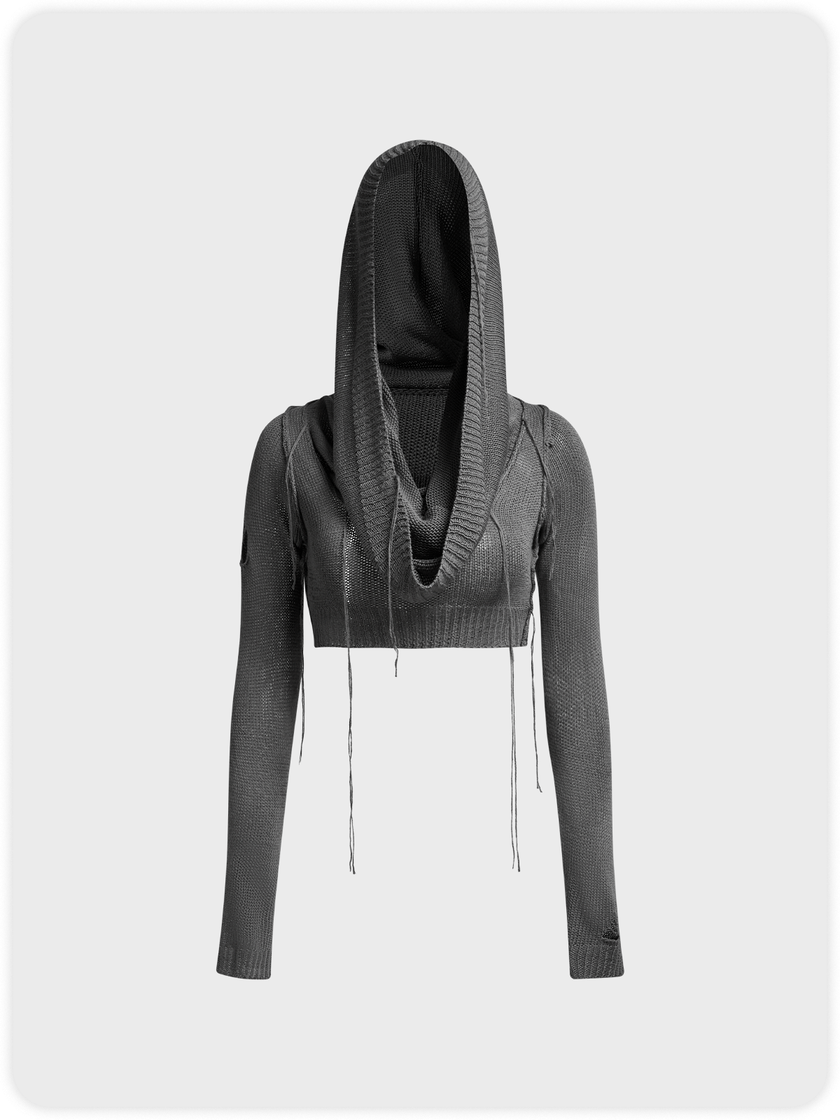 Edgy Black Hooded Cut Out Top Sweater
