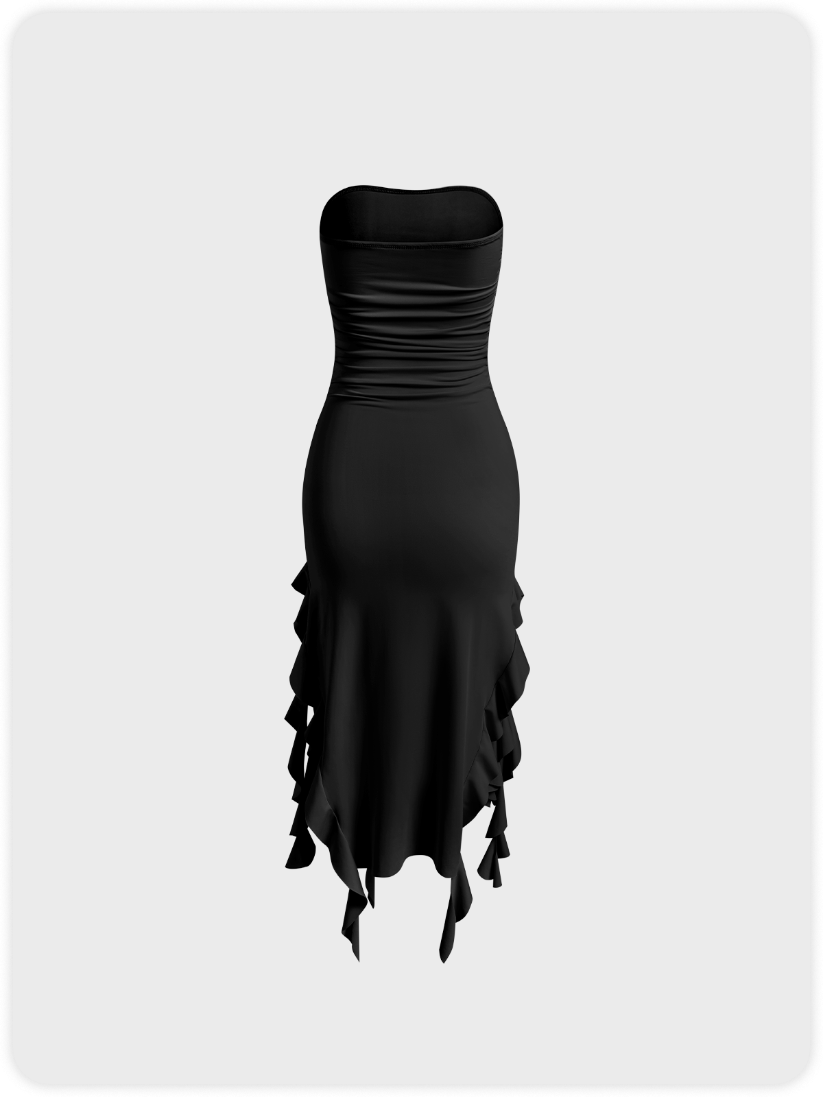 Y2k Balletcore Black Ruffles Tube Dress Midi Dress | kollyy