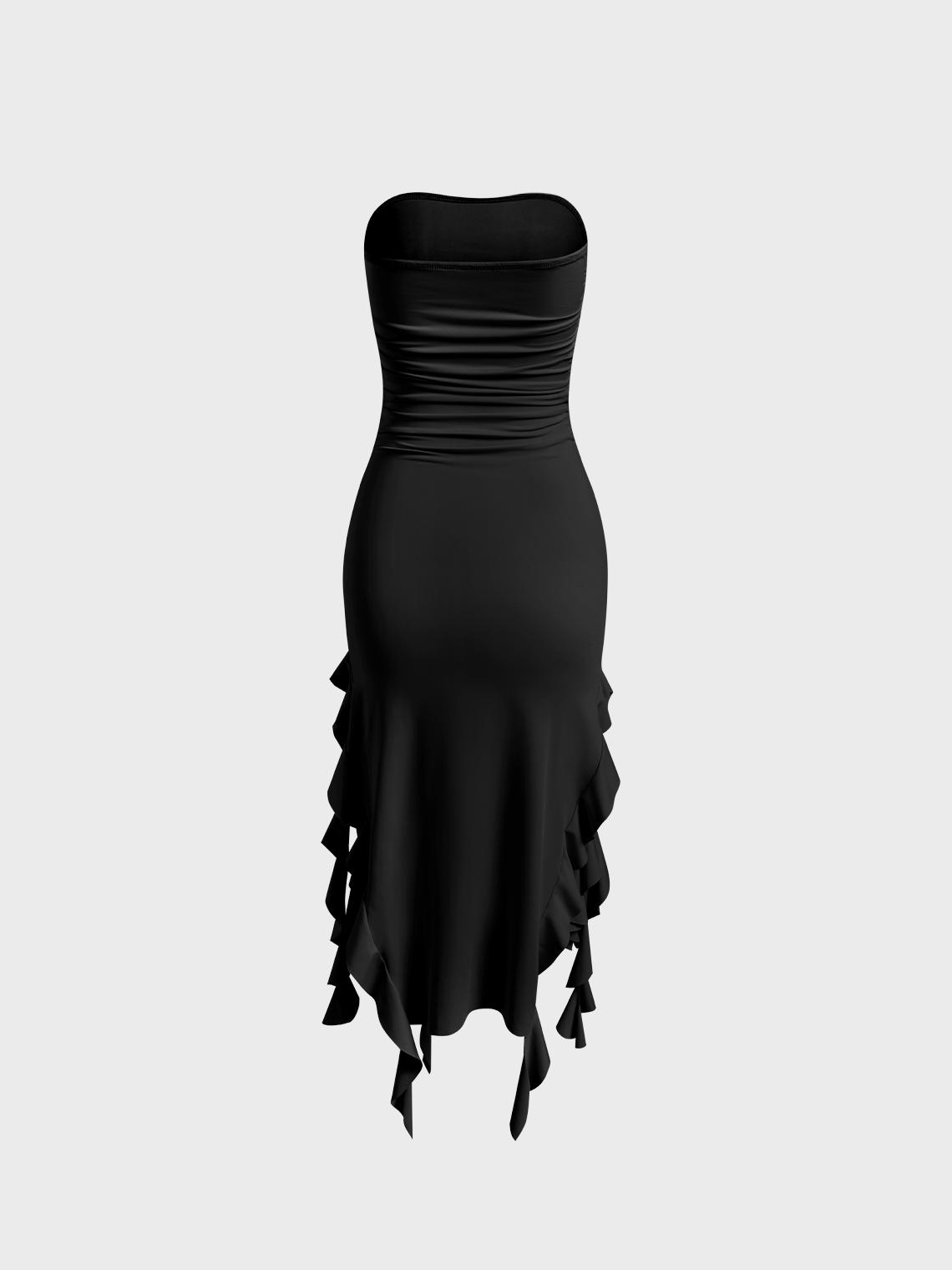Y2k Balletcore Black Ruffles Tube Dress Midi Dress