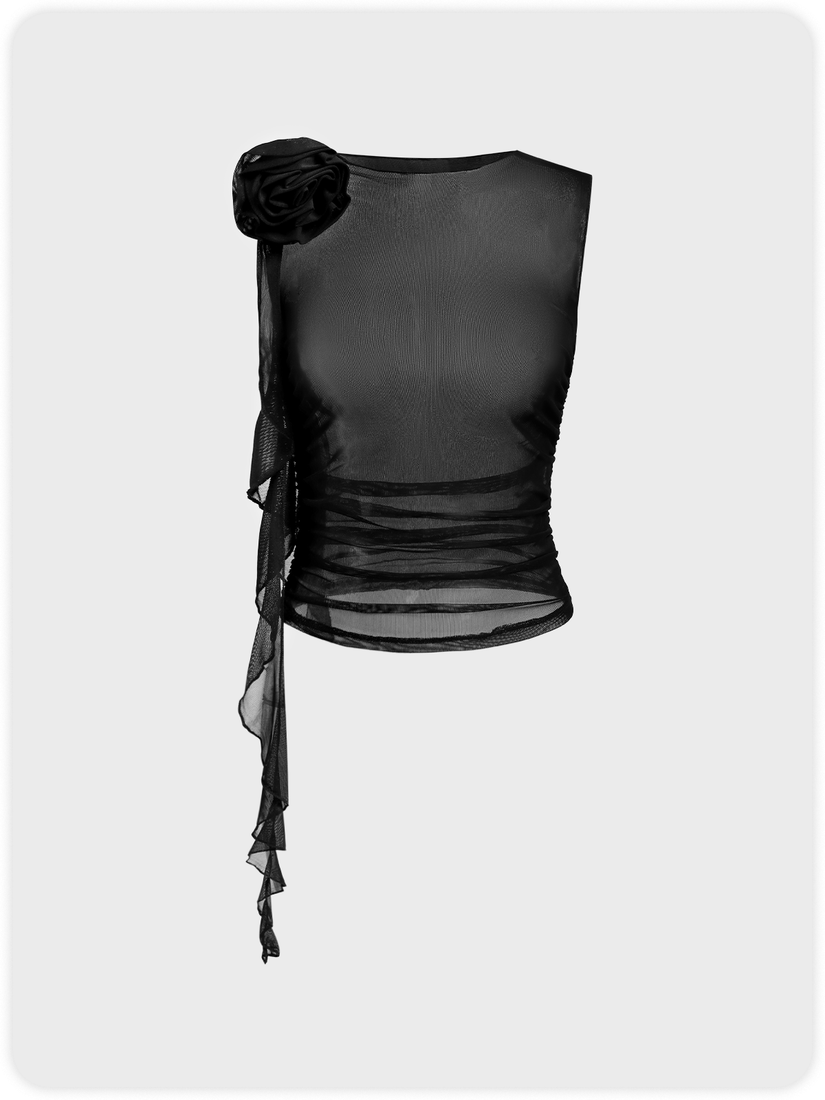 【Final Sale】Y2K Black 3D Rose Top Women Top | kollyy