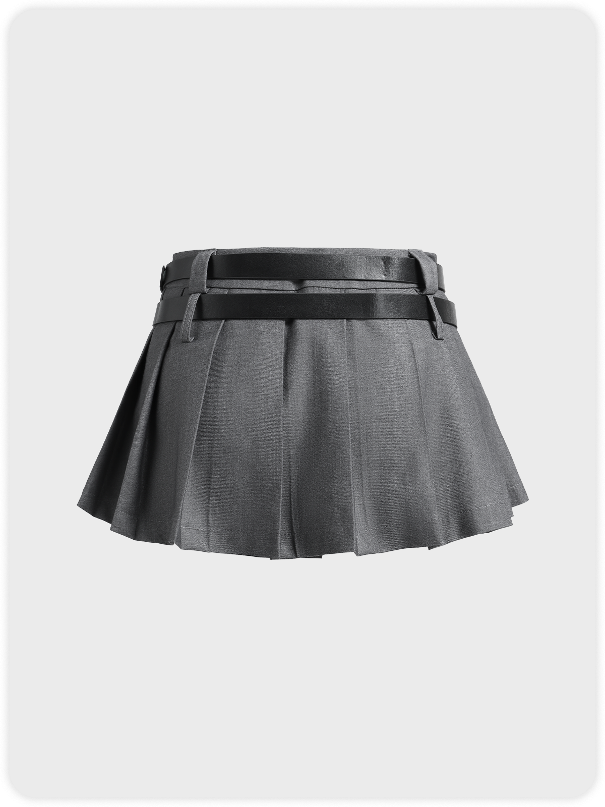 Y2K Black Pleated Double belt Bottom Skirt