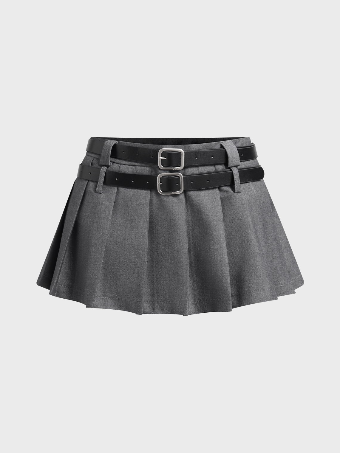 Y2K Black Pleated Double belt Bottom Skirt