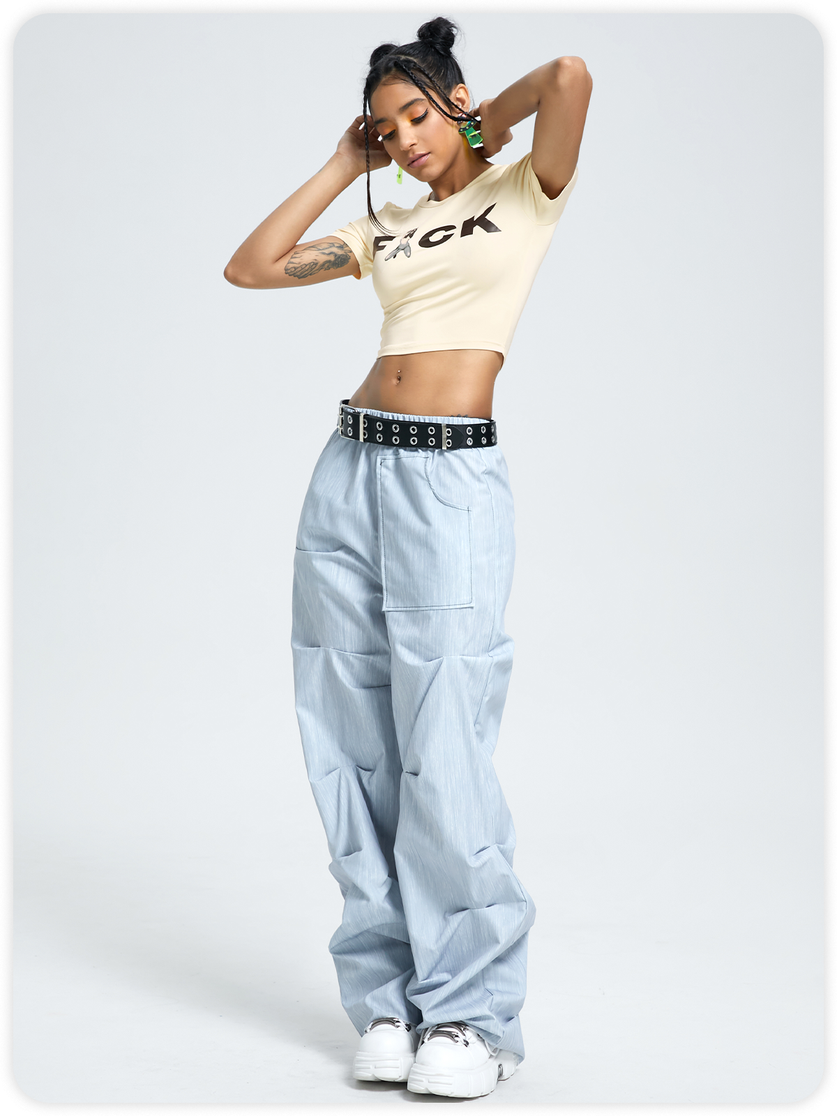 Y2K Khaki Letter Body print Top T-Shirt