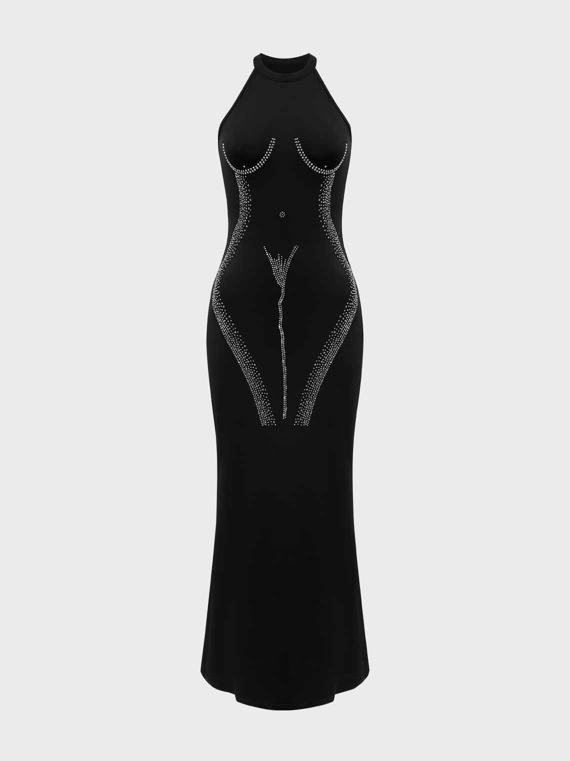【Final Sale】Edgy Black Blingbling Body print Dress Midi Dress