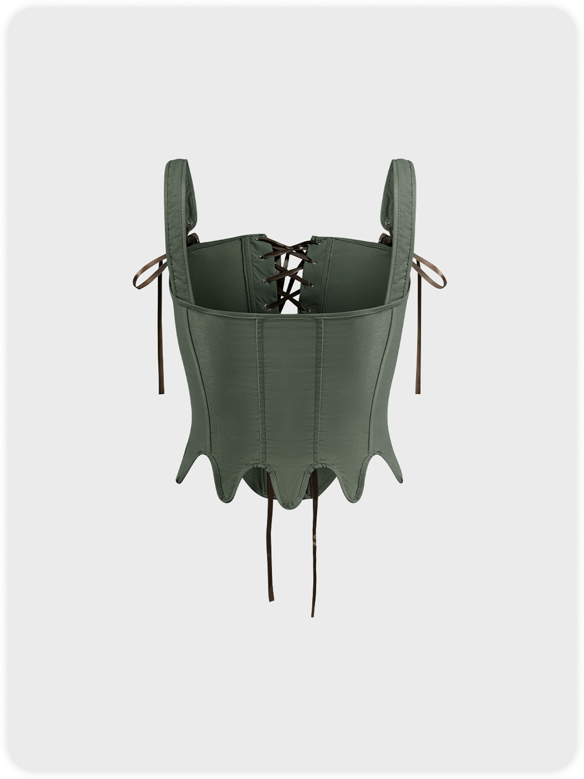 Y2k Khaki Lace up Corset Top Tank Top & Cami