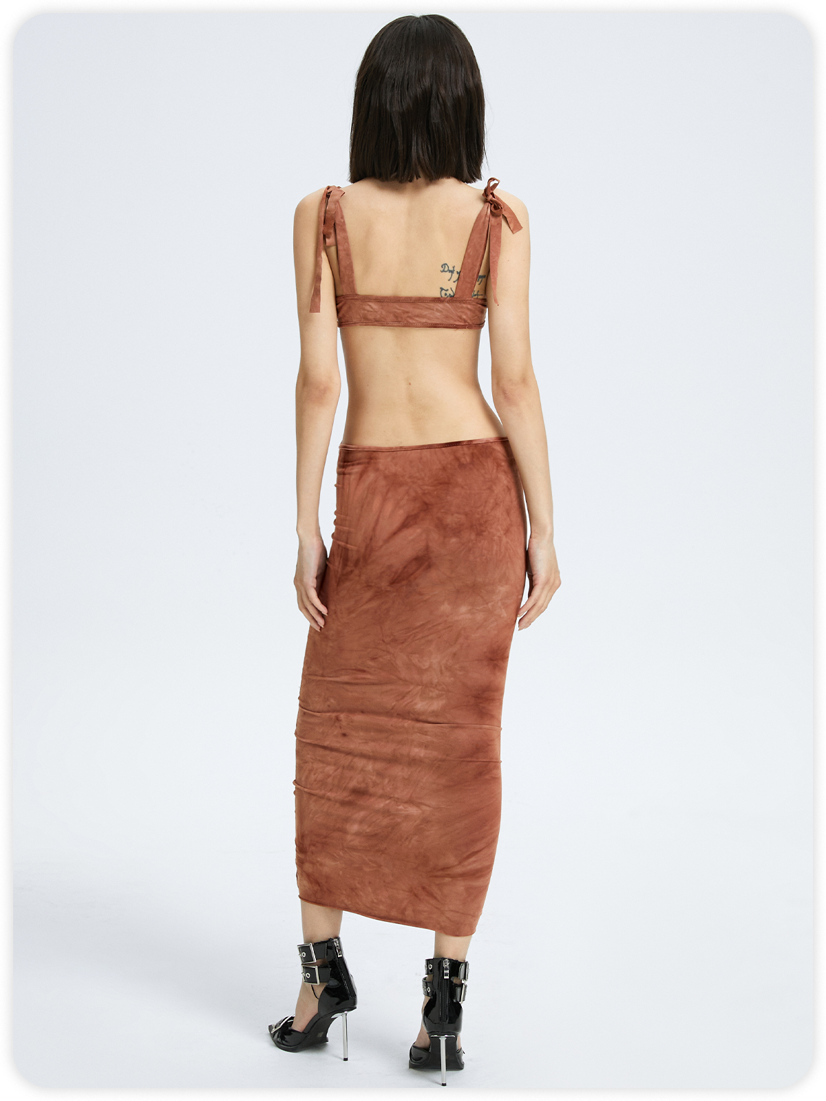 Street Brown Cut Out Dress Midi Dress