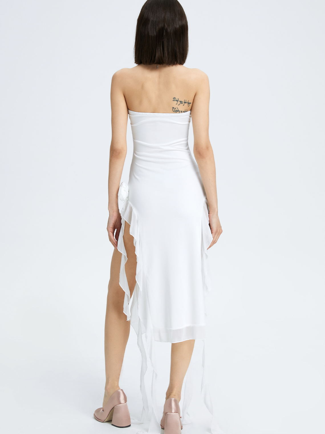 【Final Sale】Y2k Balletcore White Split Dress Midi Dress