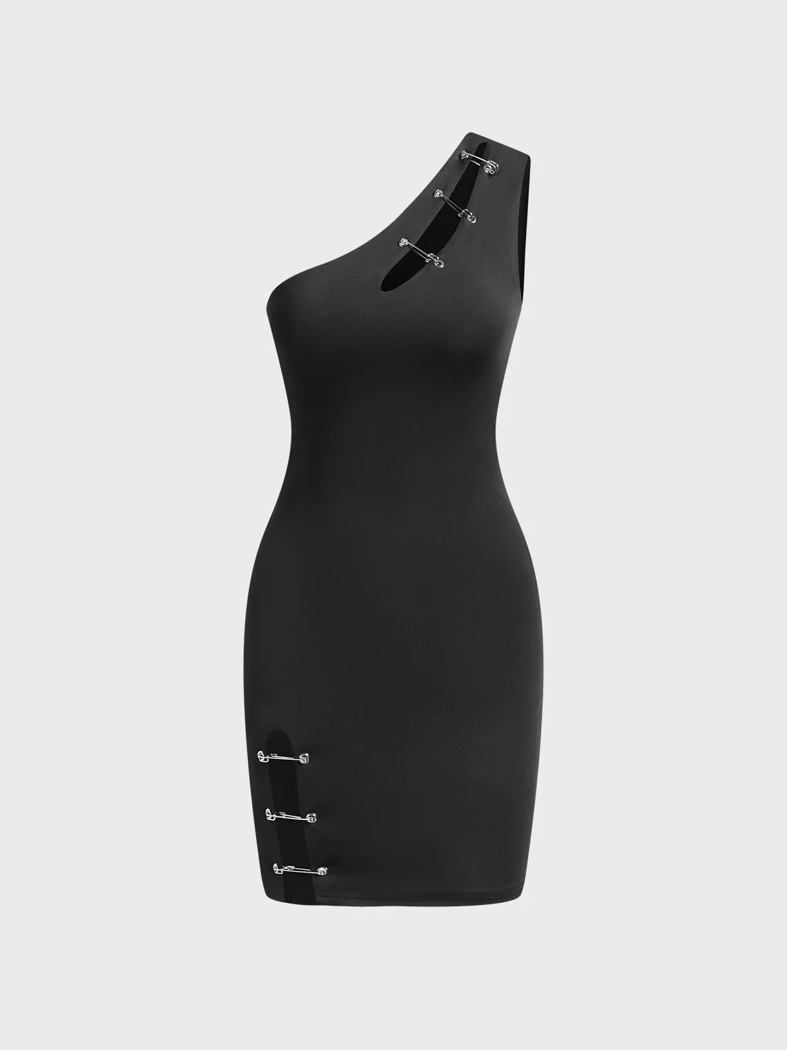 【Final Sale】Y2k Black Asymmetrical design Clip Cut out Dress Mini Dress