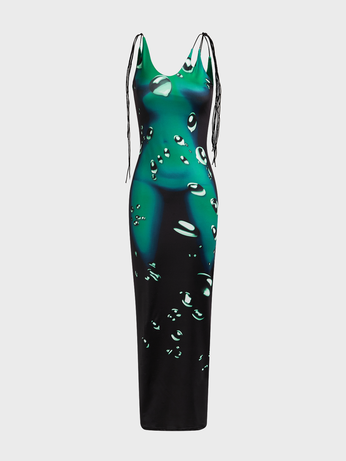 【Final Sale】Edgy Green Body Print Body Party Dress Midi Dress