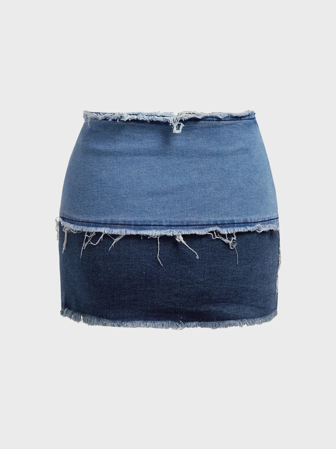 Street Blue Raw edge Denim Bottom Skirt