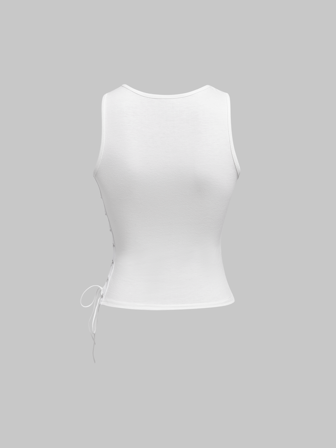 Activewear Street White Lace up Symmetrical design Top Tank Top & Cami