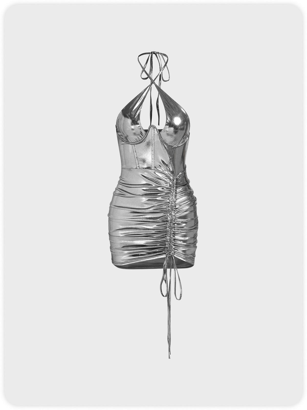 Y2k Deep Gray Cut out Wrinkled Dress Mini Dress
