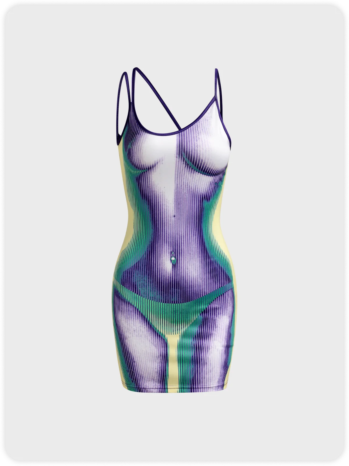 【Final Sale】Y2k Purple Body print Asymmetrical design Dress Mini Dress