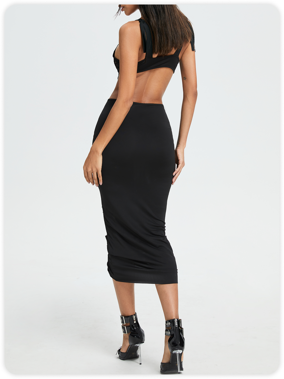 Street Brown Cut Out Dress Midi Dress