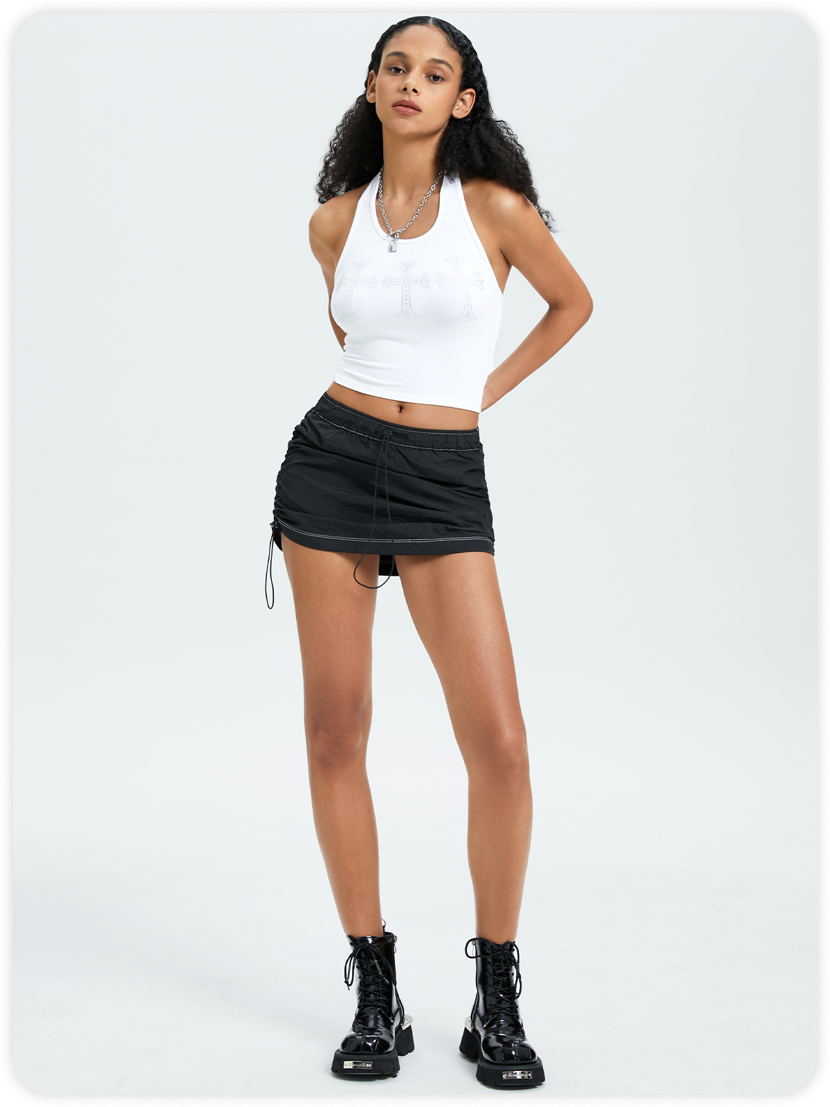 Street White Cross Top Tank Top & Cami