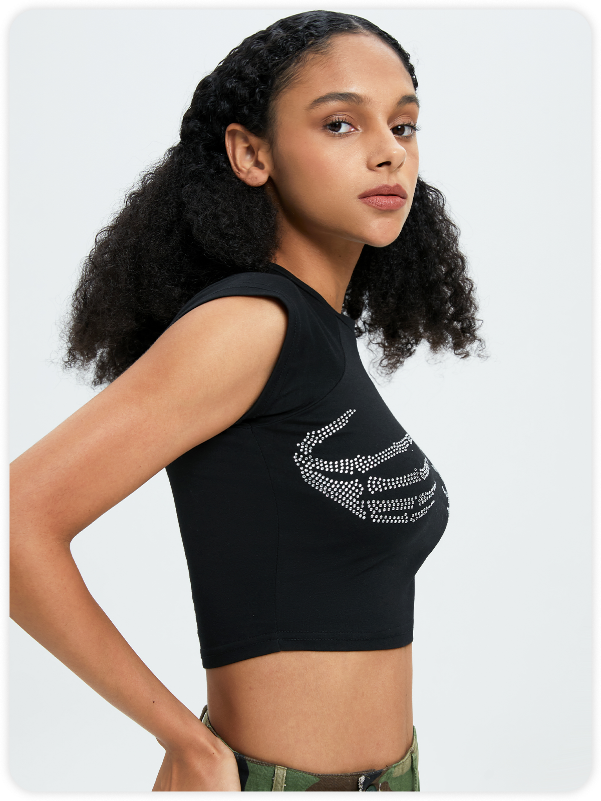 Street Black Hand print Body print Top T-Shirt