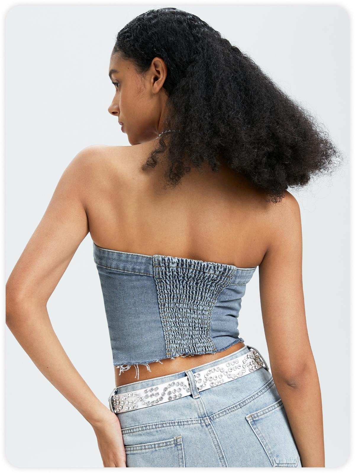 Street Blue Denim Button Top Women Top