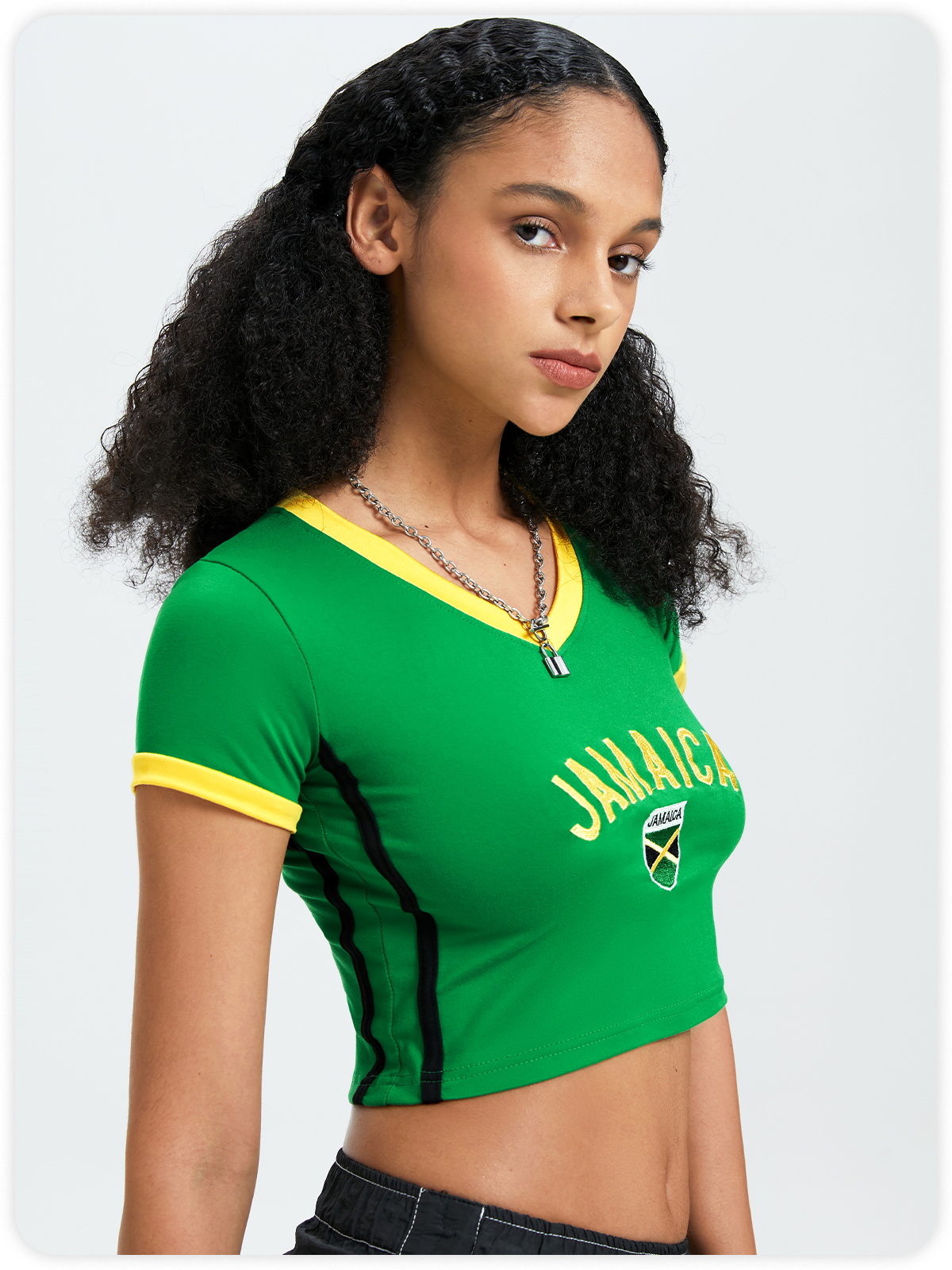 Jamaica Color block Basic Top T-Shirt