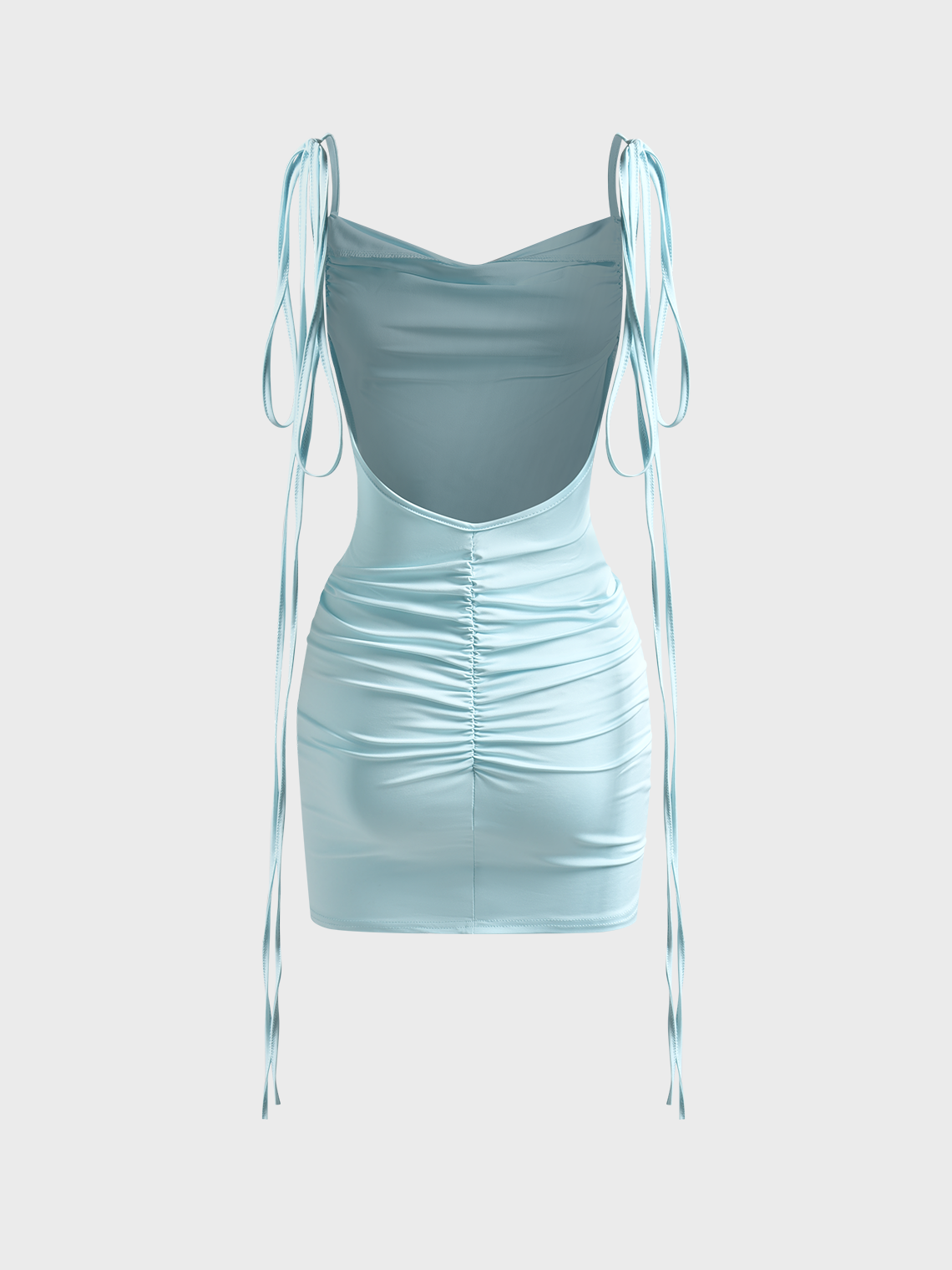 【Final Sale】Wrinkled Backless Plain Sleeveless Short Dress