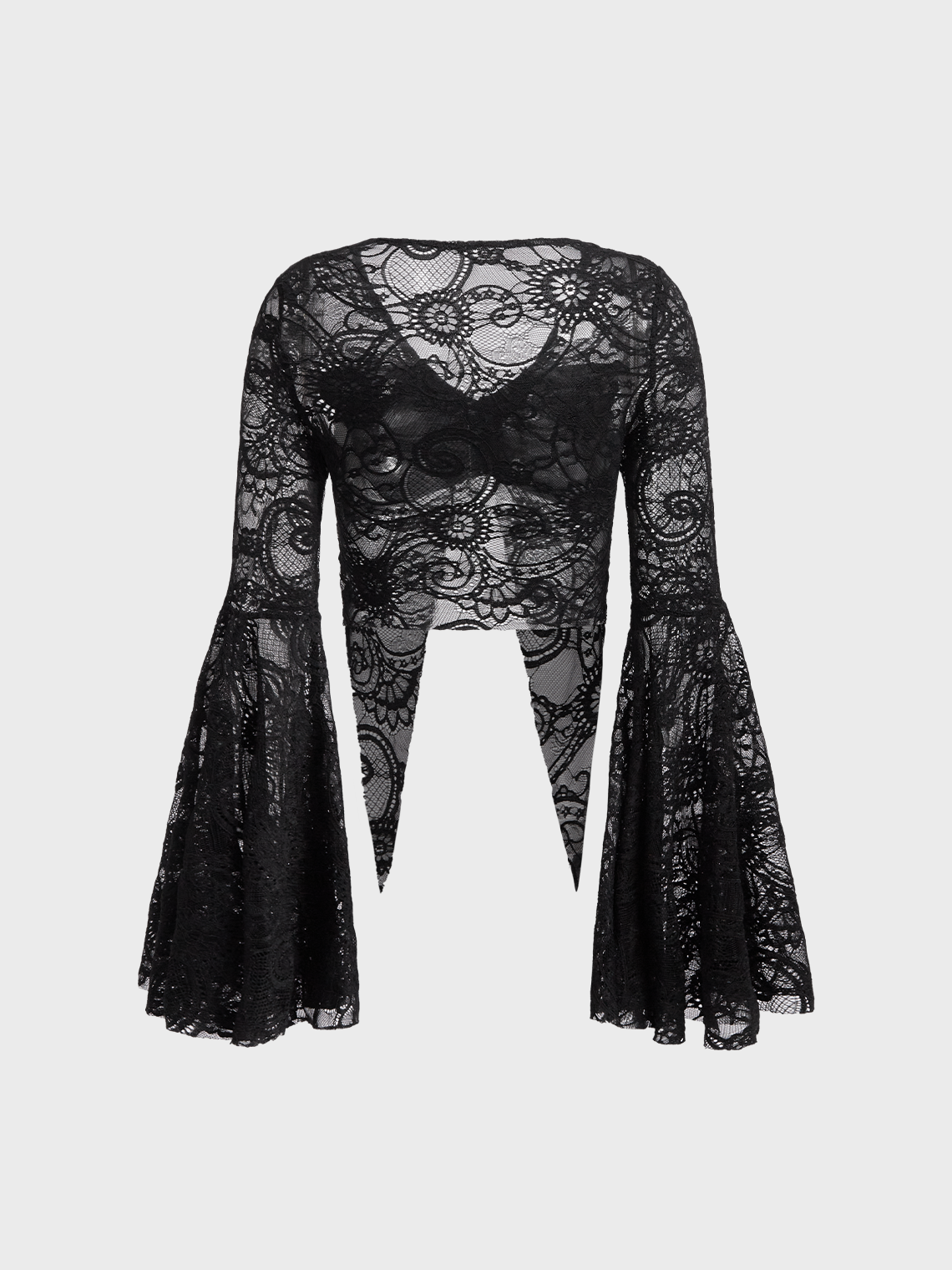 【Final Sale】Lace Flare Sleeve Metal Details Long Sleeve Shirt