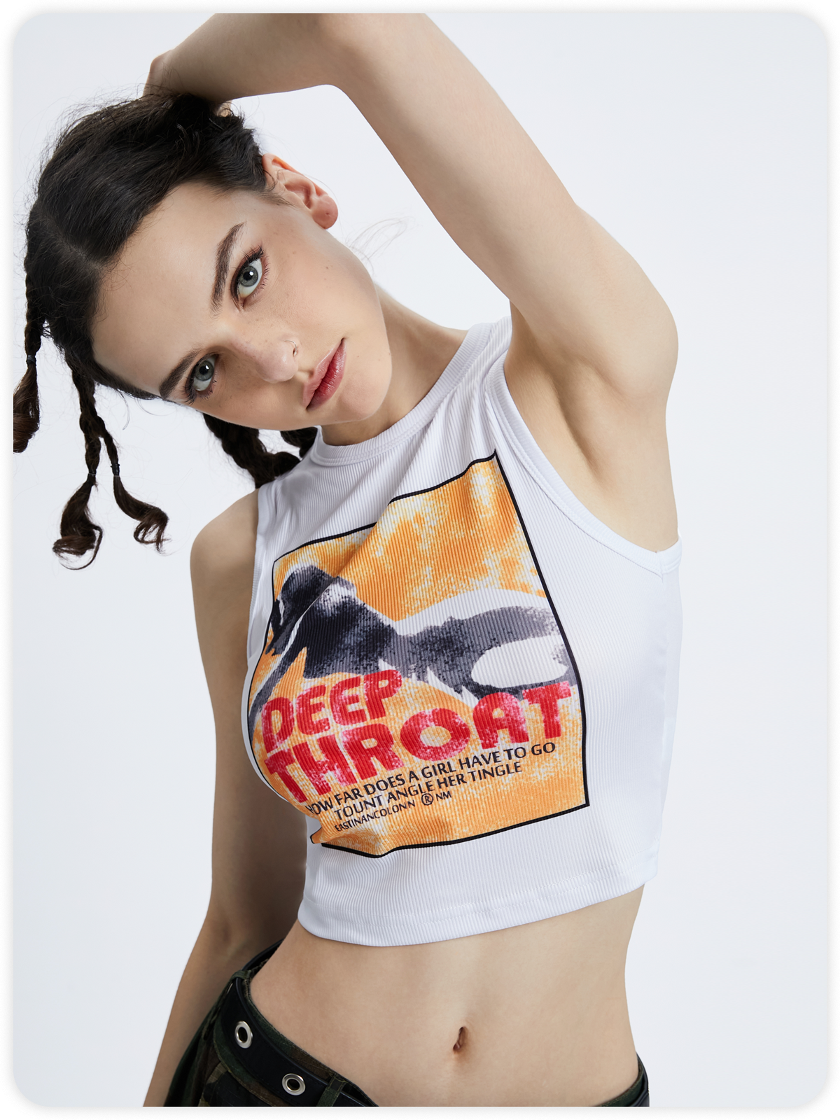 Street White Figure Letter Top Tank Top & Cami