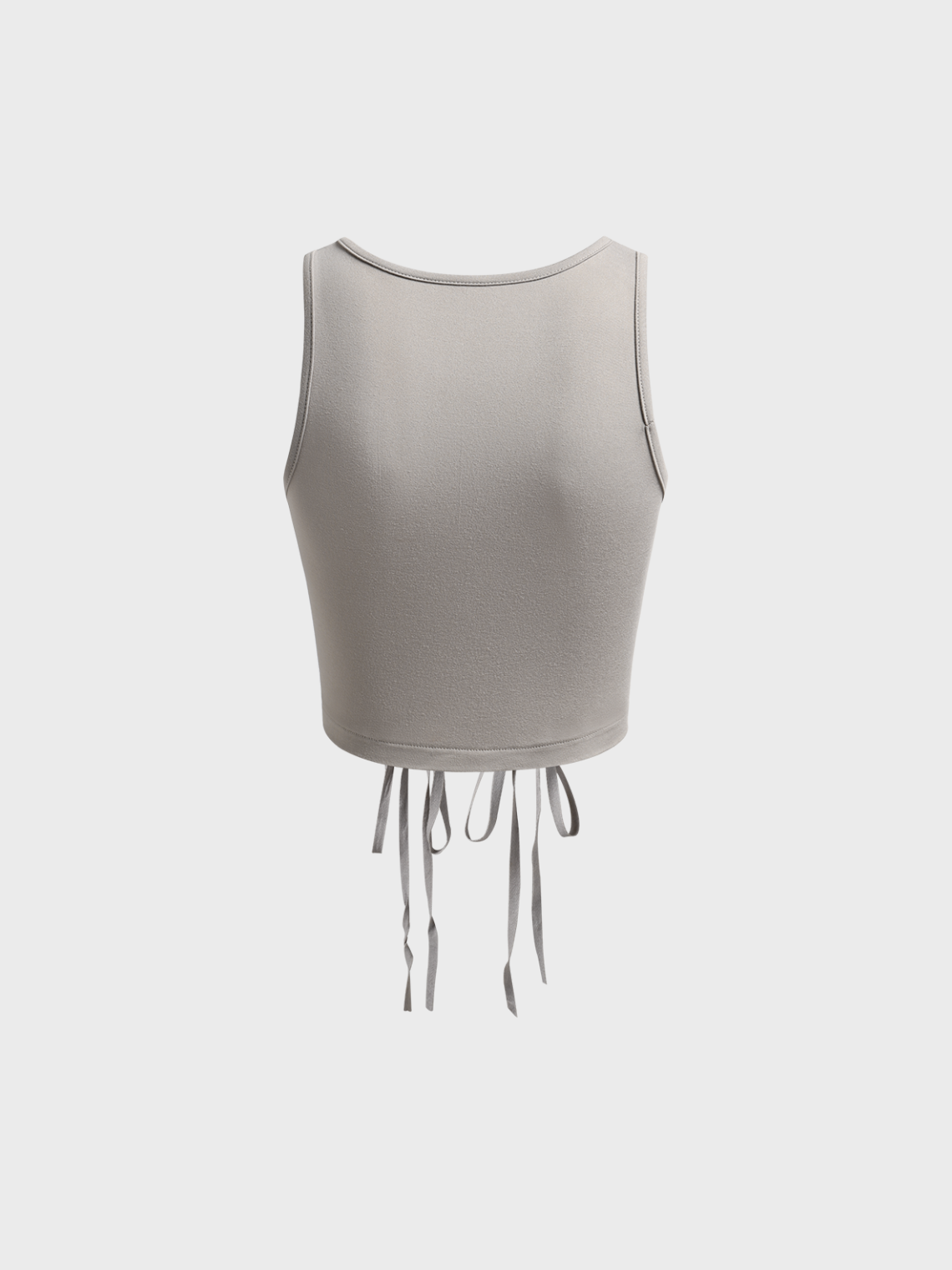 【Final Sale】Cross Embroidery Lace Up Crew Neck Plain Tank Top