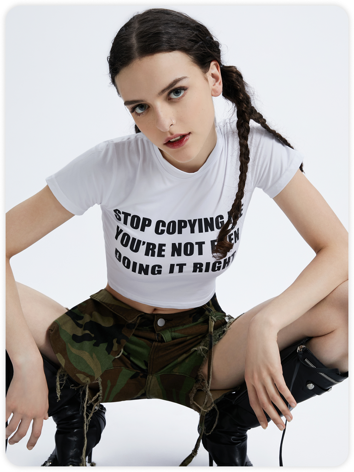 Street White Basic Top T-Shirt