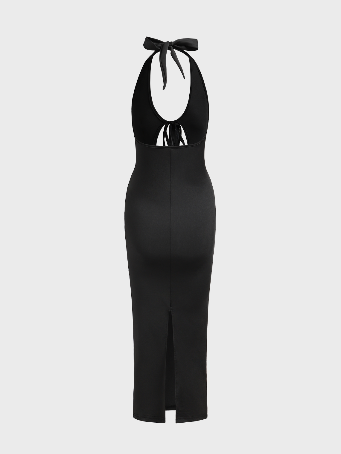 【Final Sale】Cut Out Backless Halter Plain Sleeveless Maxi Dress