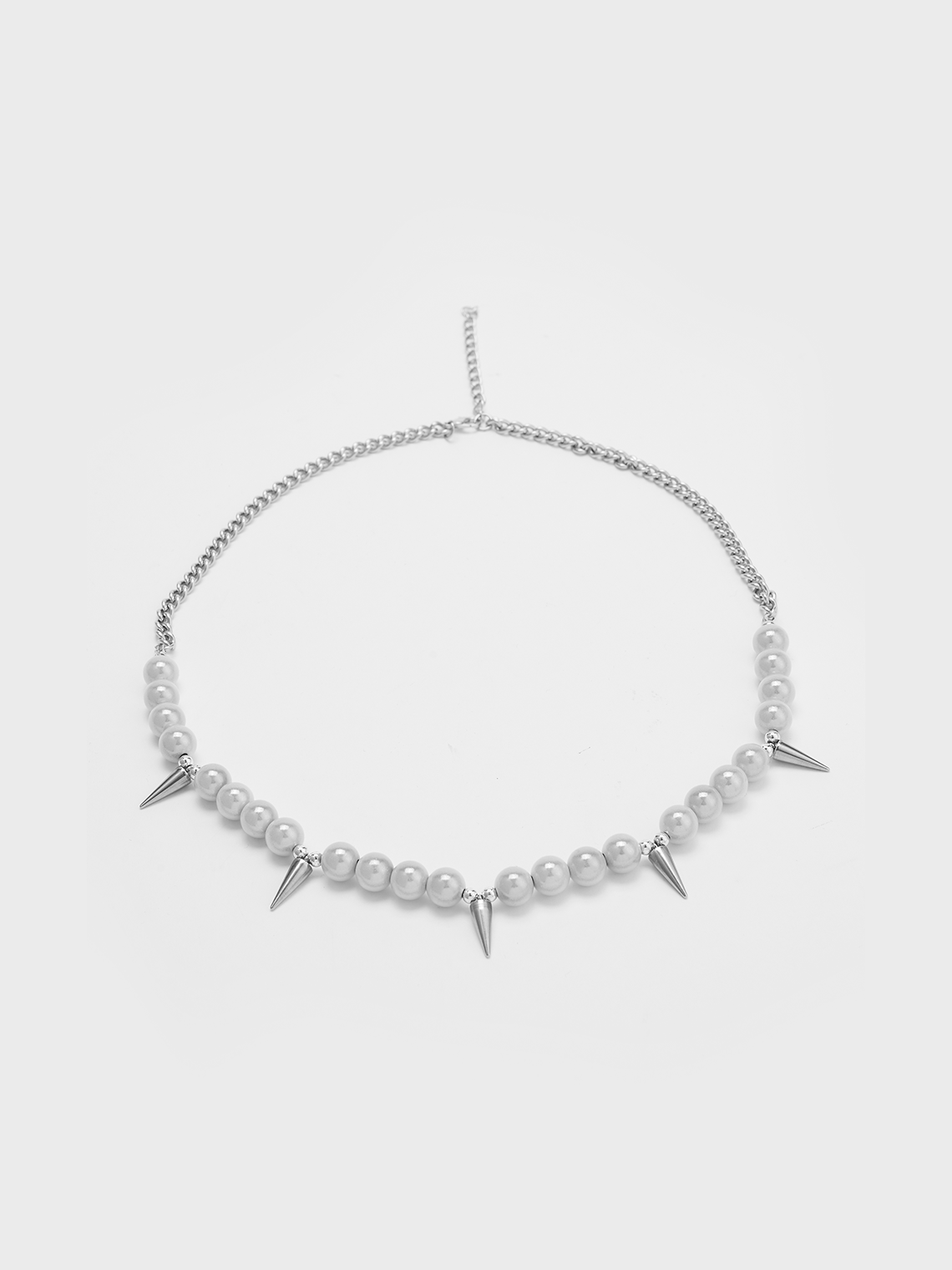 Metal & Pearl Color Block Necklace