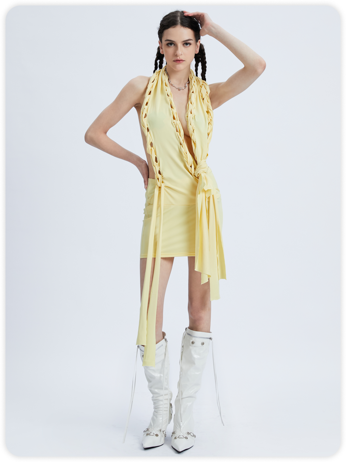 Y2k Asymmetrical design Cropped Dress Mini Dress | kollyy