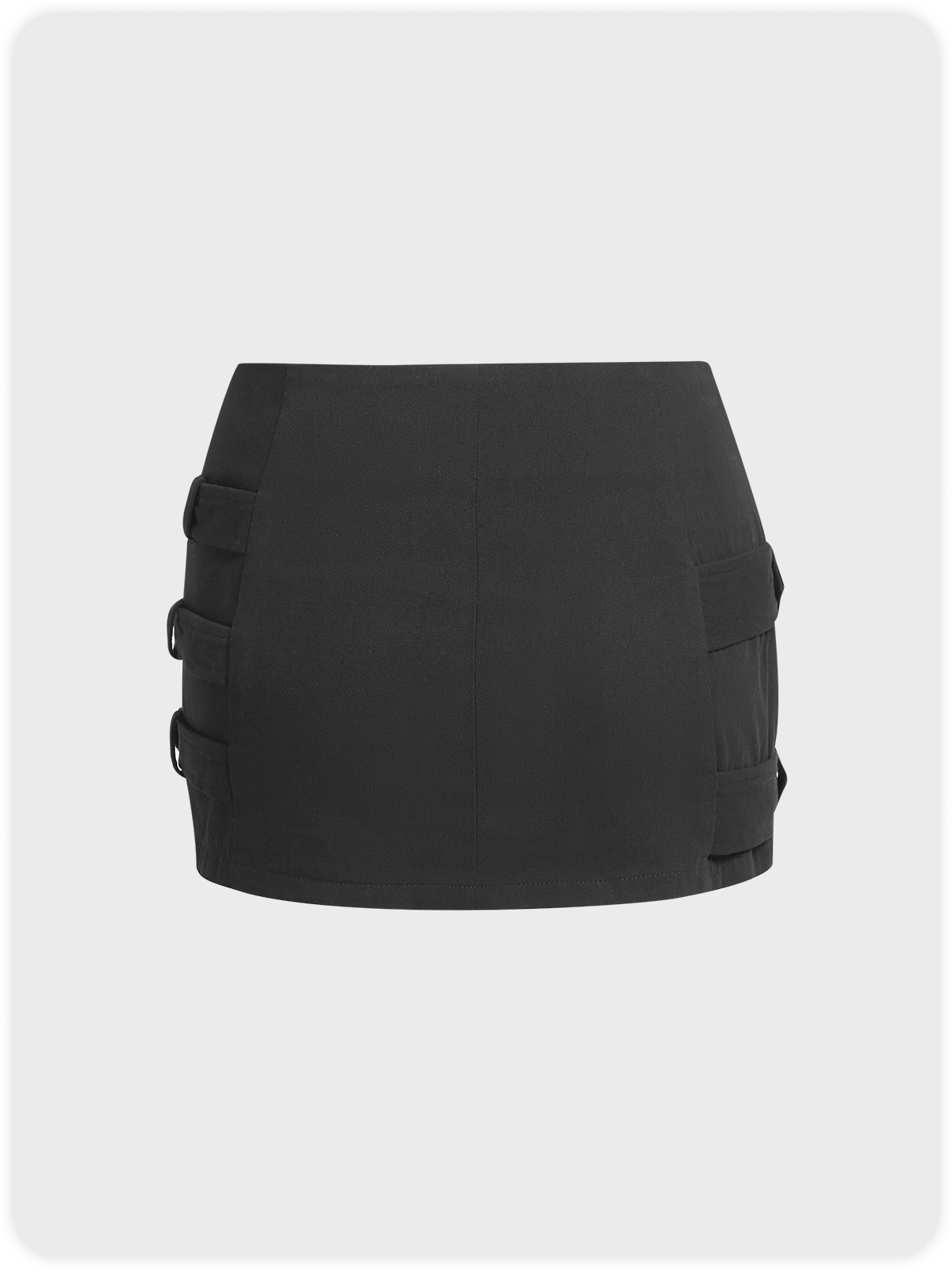 Cotton Metal Detail Zip Up Plain Short Skirt