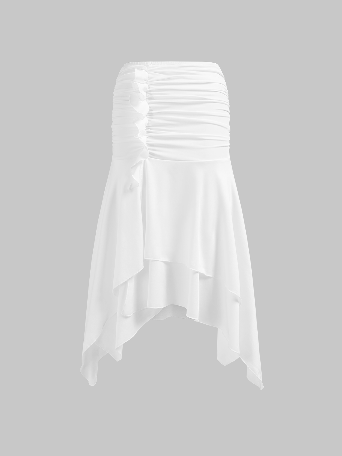 【Final Sale】Irregular Hem Split Plain Midi Skirt