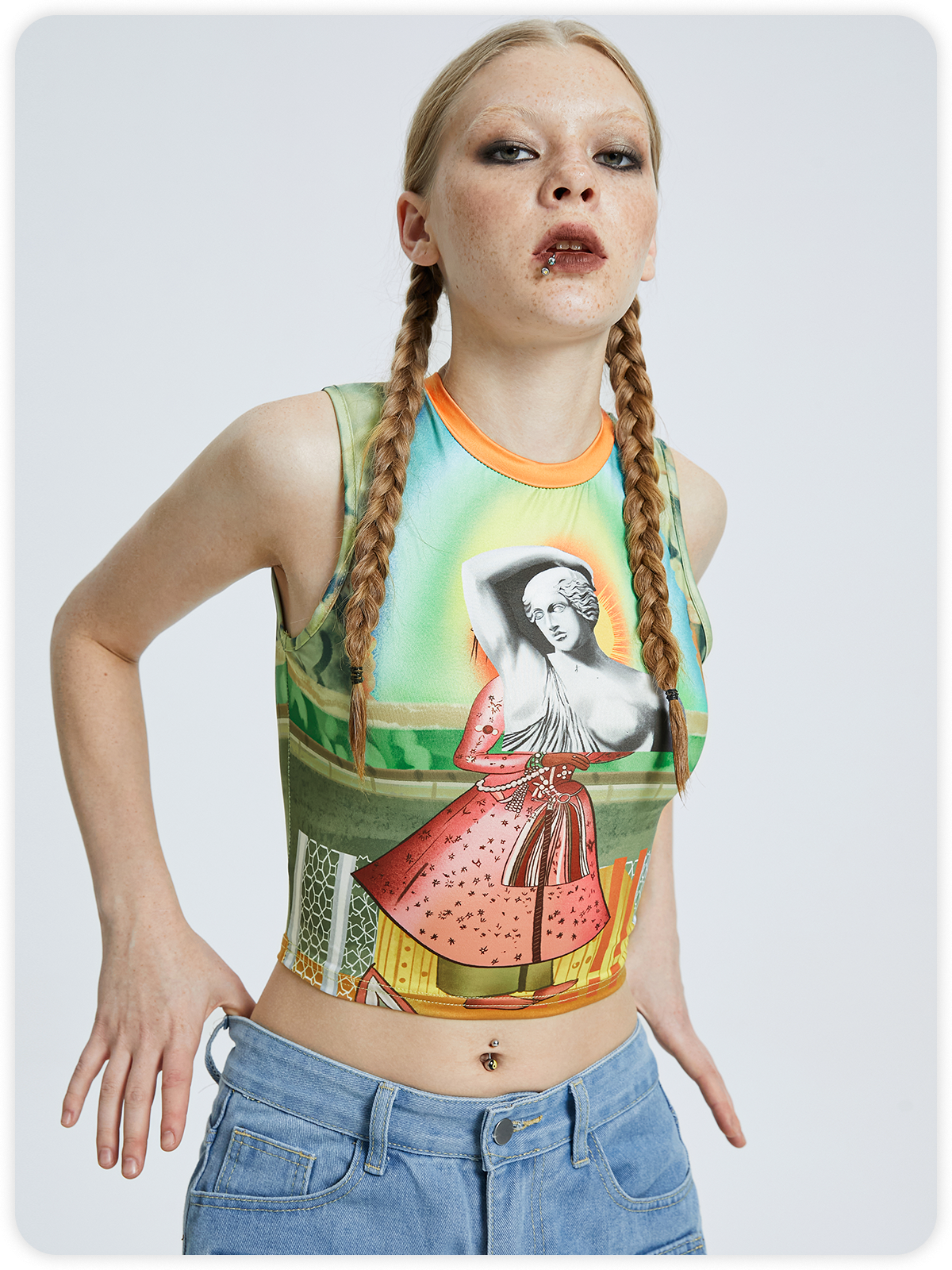 Tight Y2K Statue Crew Neck Tank Top