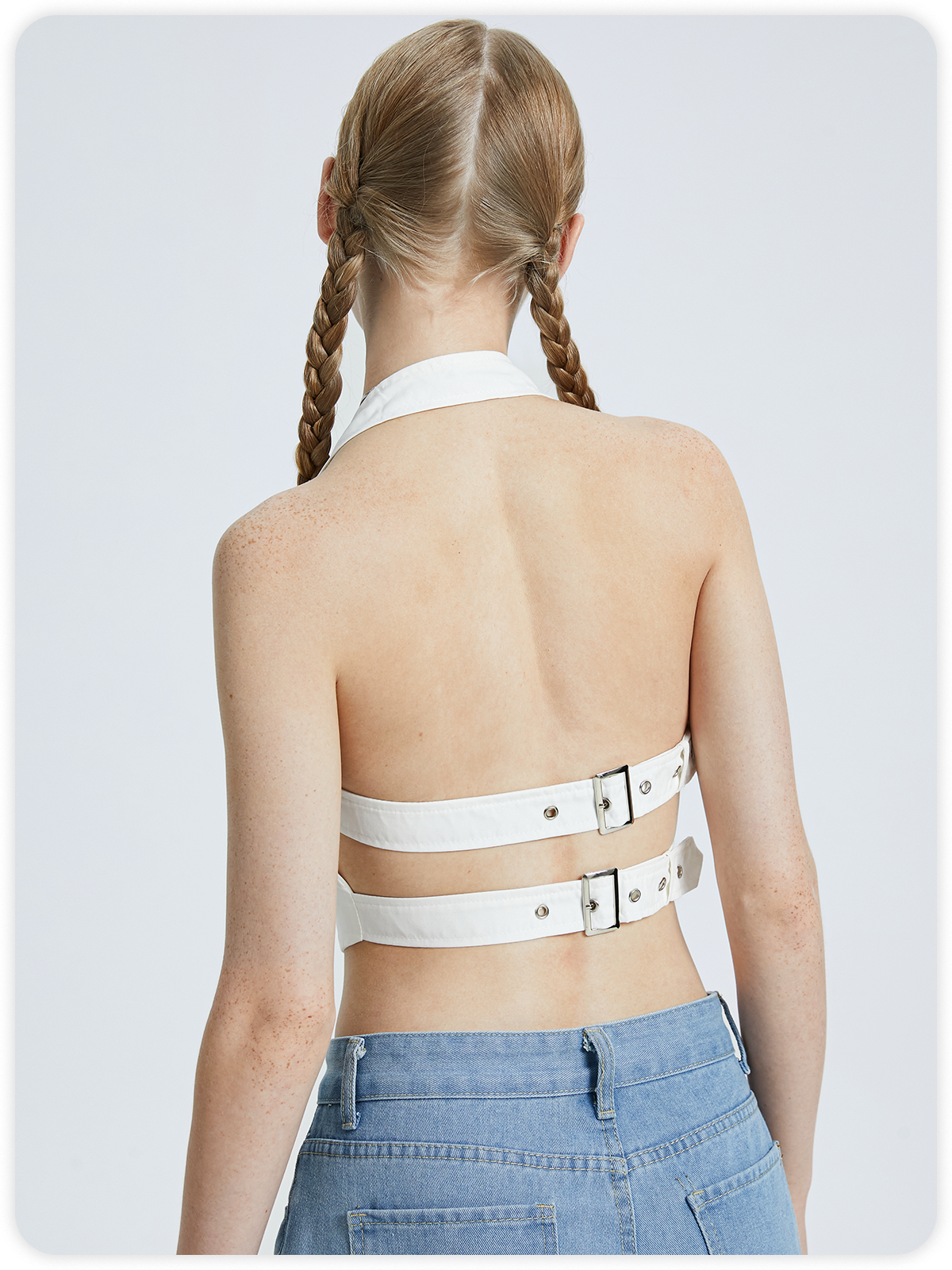 Y2k White Belt Backless Top Tank Top & Cami