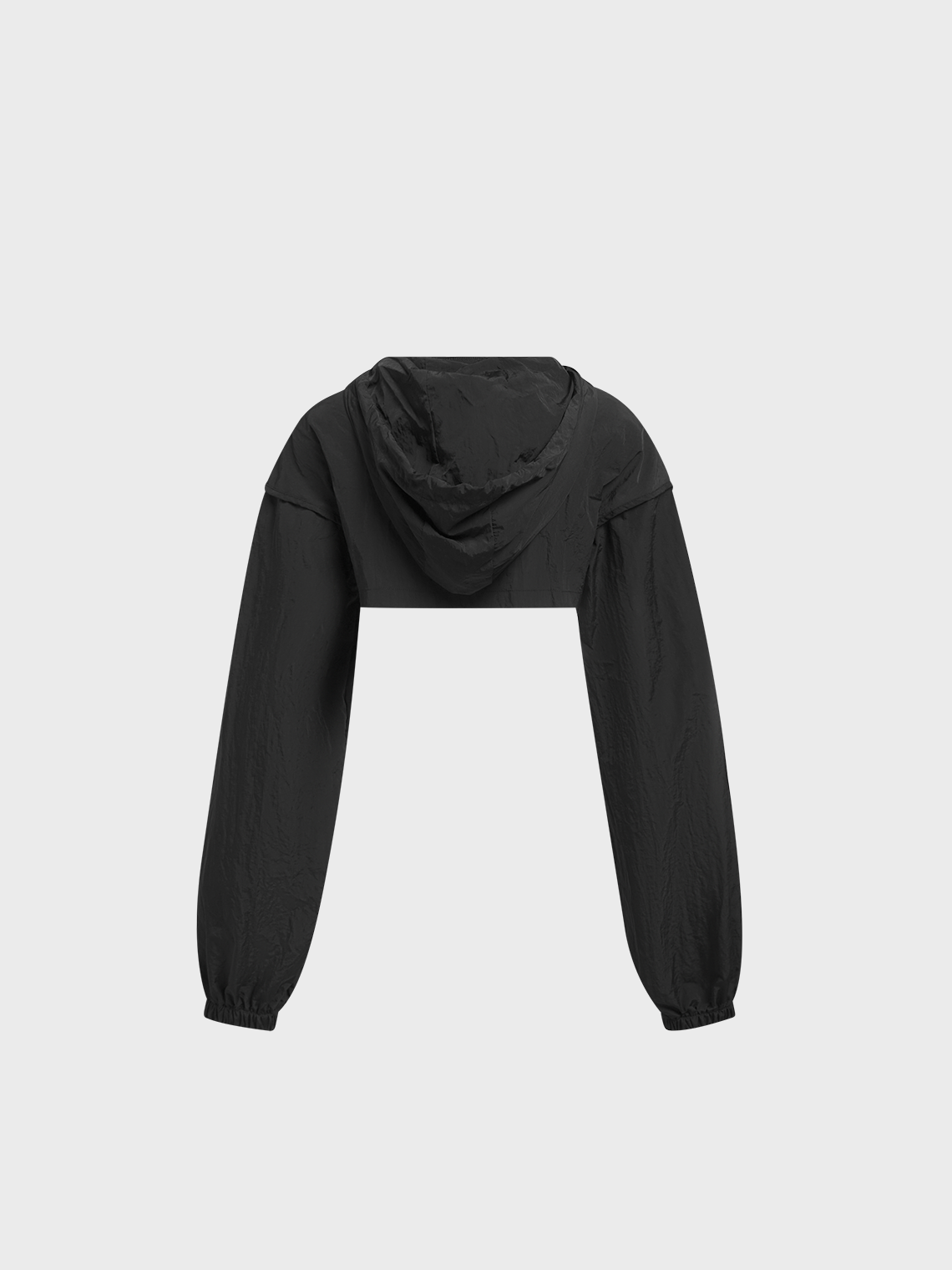 【Final Sale】Hoodie Plain Long Sleeve Crop Jacket