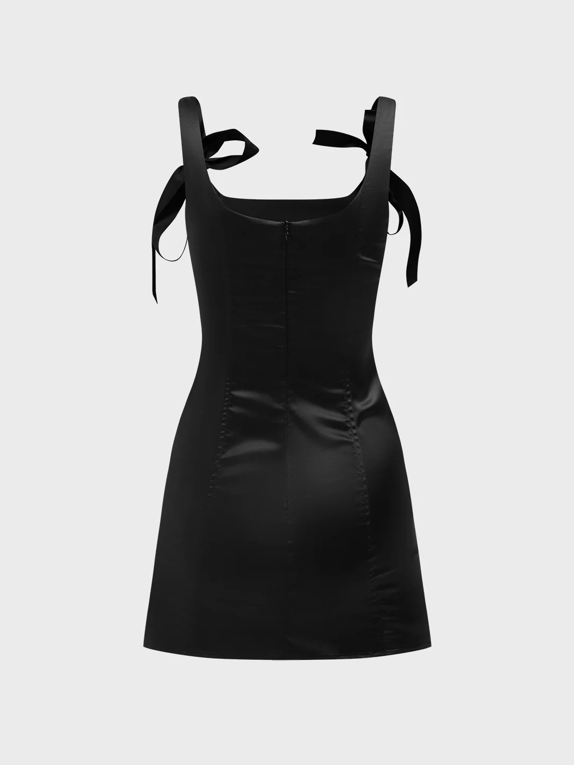 【Final Sale】Tie Bow Spaghetti Plain Short Dress