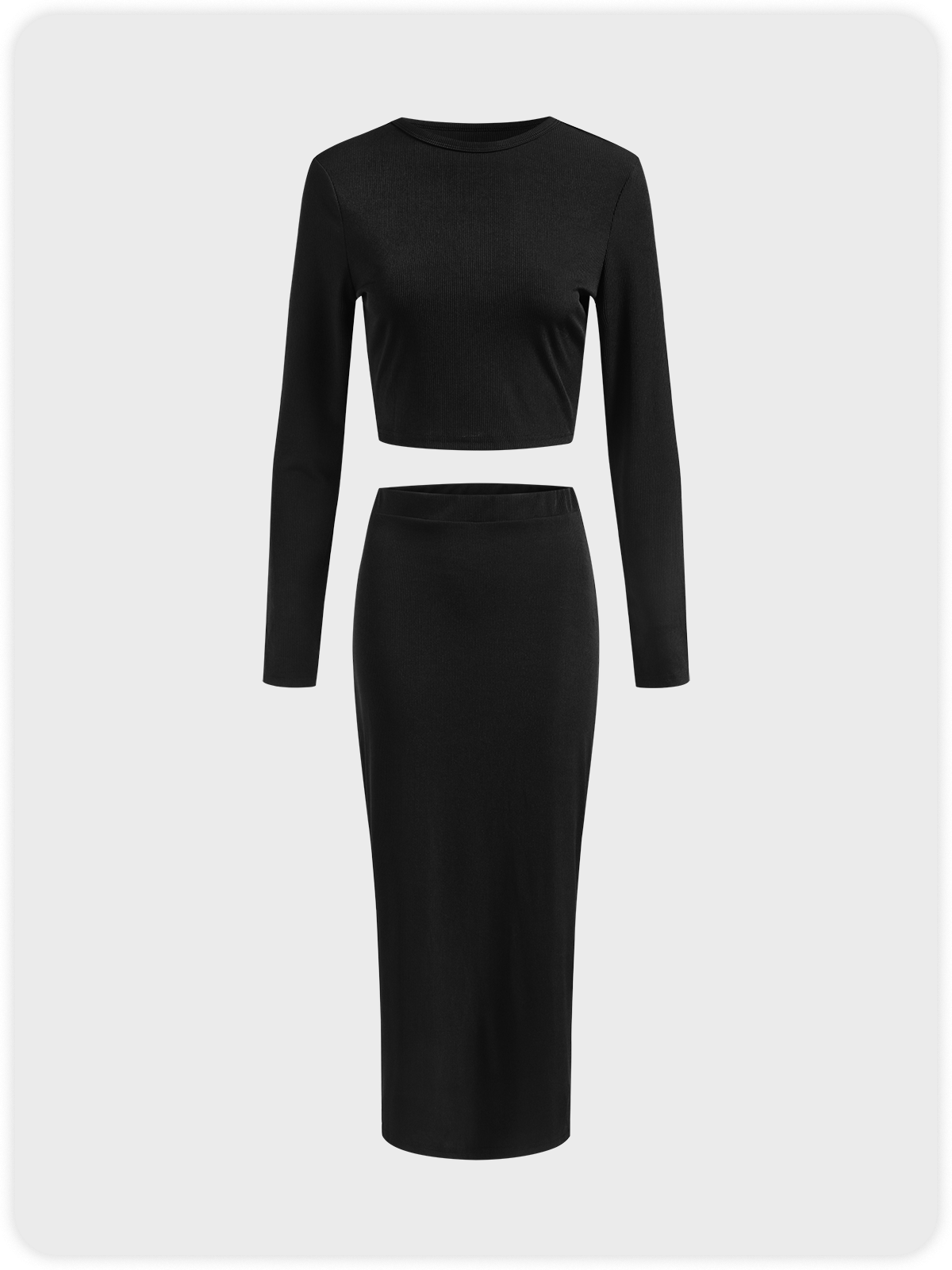 Plain Top With Skirt Two-Piece Set