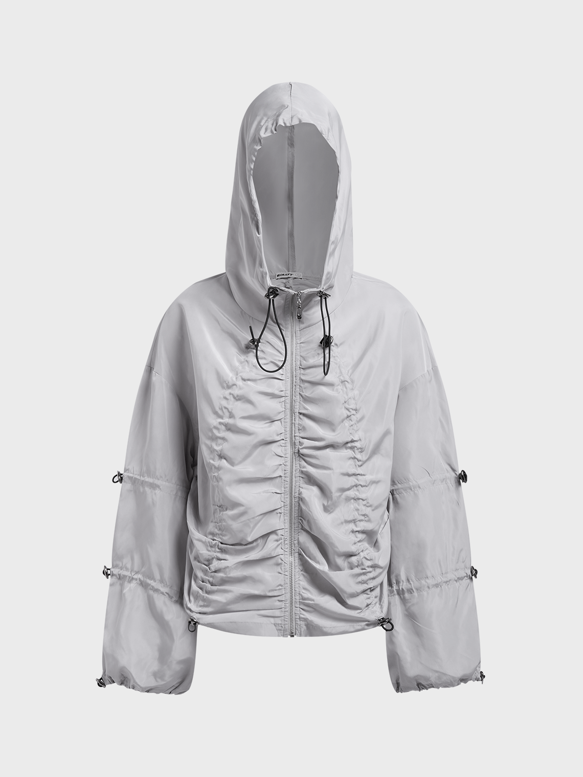 【Final Sale】Drawstring Hoodie Plain Long Sleeve Jacket