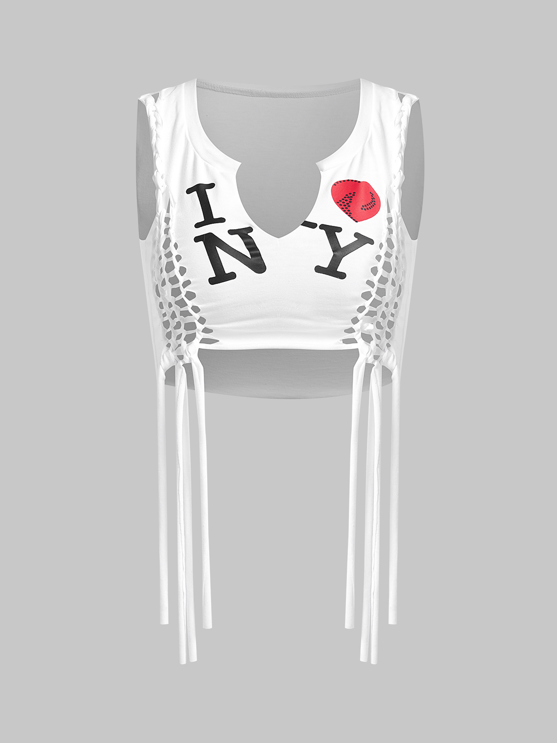 Cut Out Notched Text Letters Tank Top