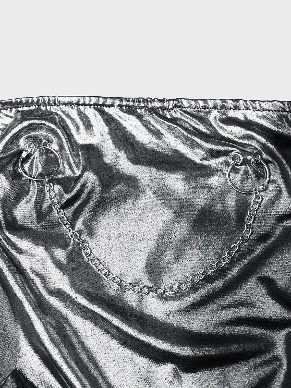 【Final Sale】Body Print Metal Detail Plain Sleeveless Maxi Dress