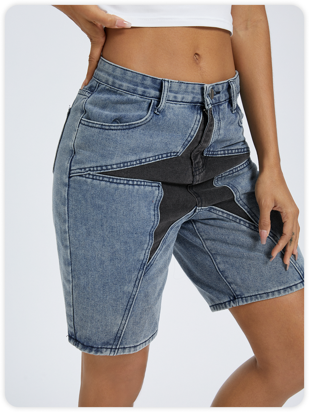 Street Blue Denim Bottom Shorts