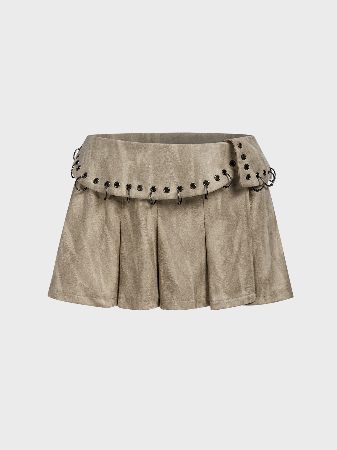 Suede Metal Detail Gradient Short Skirt | kollyy