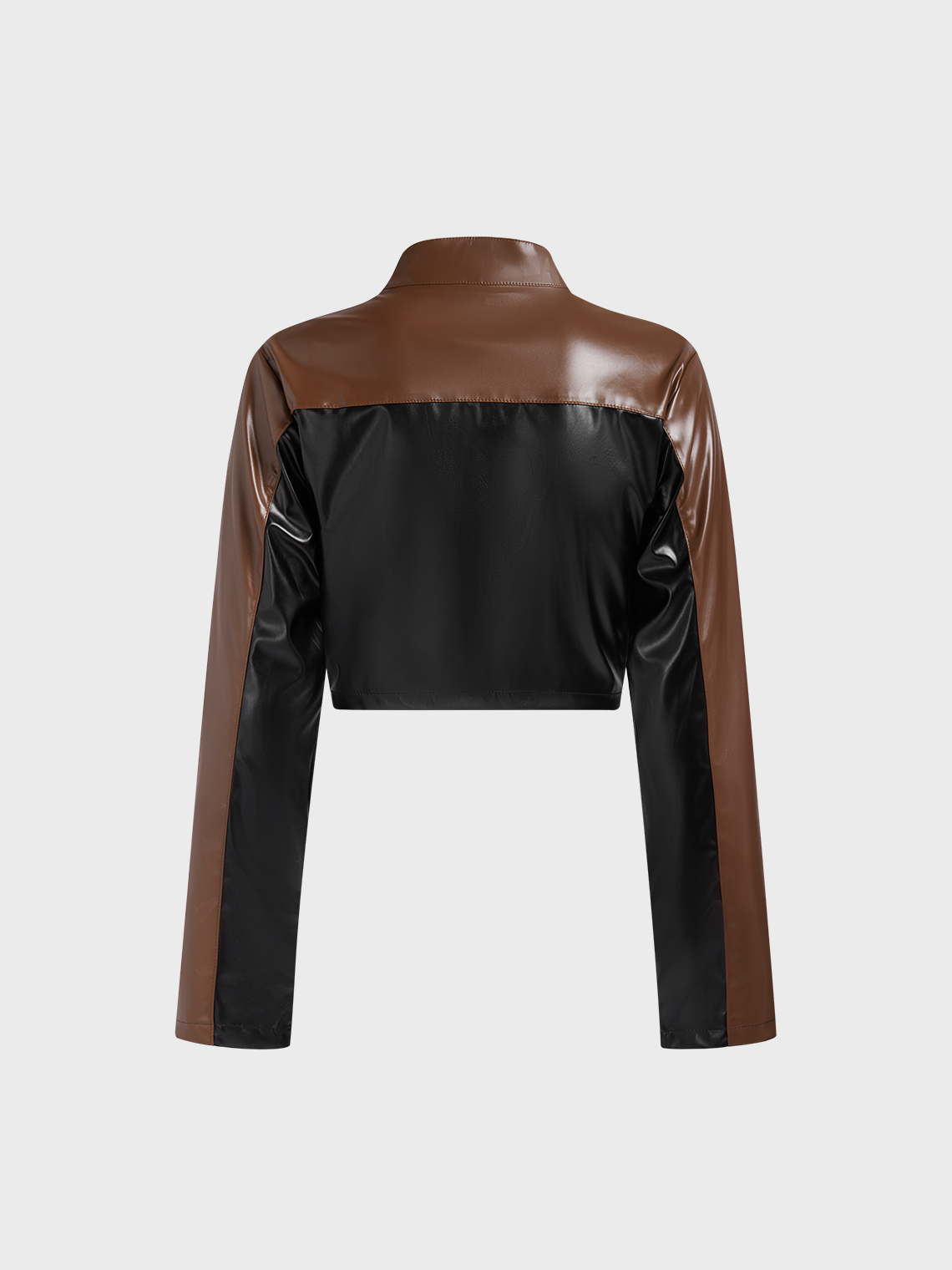 【Final Sale】Y2K Color Block PU Leather Jacket